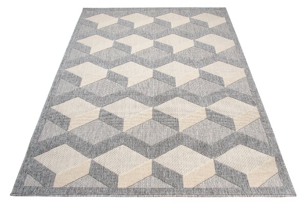 Makro Abra Kusový koberec Sisalový CANSAS FG40B Geometrický 3D krémový Rozměr: 60x100 cm