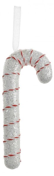 Vánoční závěsná ozdoba stříbrno-červená cukrová hůlka Candy Cane – 17 cm