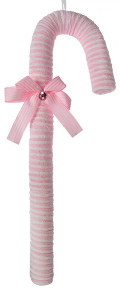 Vánoční ozdoba cukrová hůlka Candy Cane růžová pruhovaná L – 56 cm