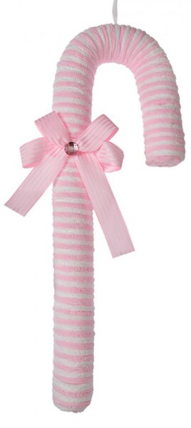 Vánoční ozdoba cukrová hůlka Candy Cane růžová pruhovaná M – 45 cm