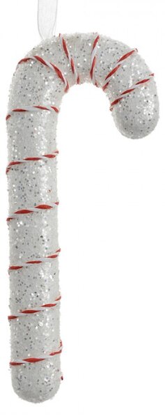 Vánoční závěsná ozdoba stříbrno-červená cukrová hůlka Candy Cane – 17 cm