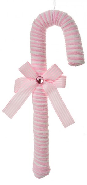 Vánoční ozdoba cukrová hůlka Candy Cane růžová pruhovaná S – 36 cm