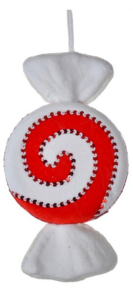 Vánoční ozdoba bílo-červený bonbon spirála – 33x18x4 cm