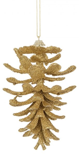 Vánoční ozdoba zlatá třpytivá šiška – 9x15 cm