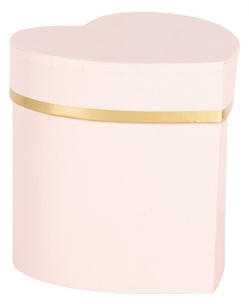 Růžovo-zlatá krabička na dárek / šperk ve tvaru srdce – 10 x 10 cm