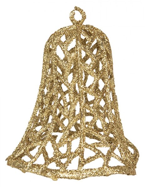 Vánoční ozdoba zlatý třpytivý zvonek – 11x11 cm