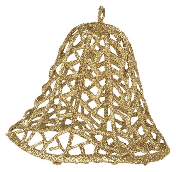 Vánoční ozdoba zlatý třpytivý zvonek – 11x11 cm