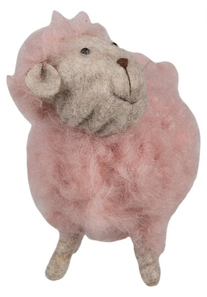 Dekorační figurka růžová plstěná ovečka – 14 cm