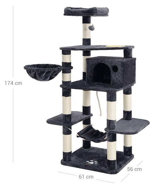 SONGMICS Kočičí škrabadlo Muserola 174 cm tmavě šedé