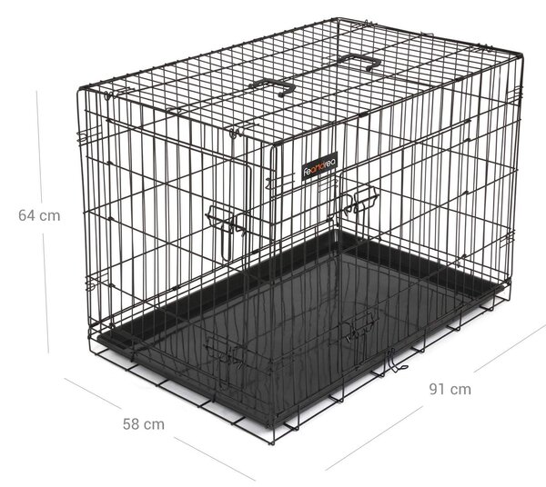 SONGMICS Přepravní klec pro zvířata Liwia L 91 cm černá