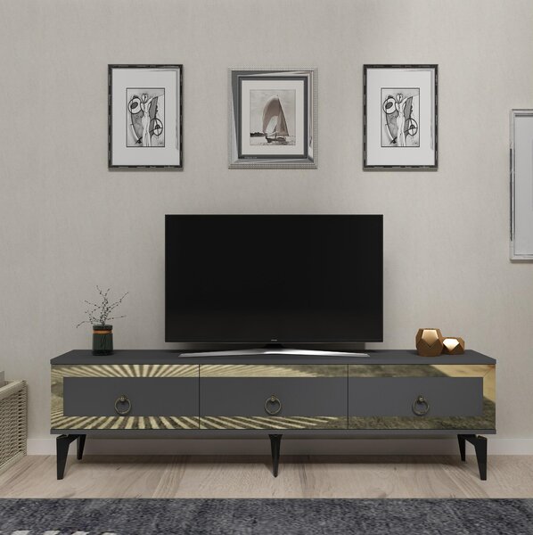 TV stolek/skříňka Muvuta 2 (antracit + zlatá). 1095411
