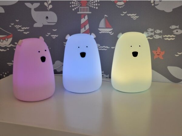 LED RGB Dětská dotyková lampička BEAR LED/0,8W/5V modrá