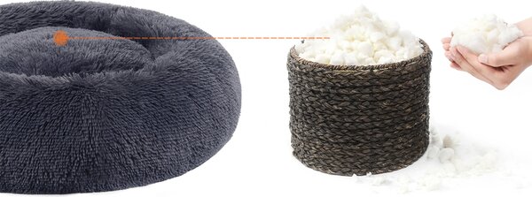 SONGMICS Plyšový pelíšek Boček M 60 cm tmavě šedý