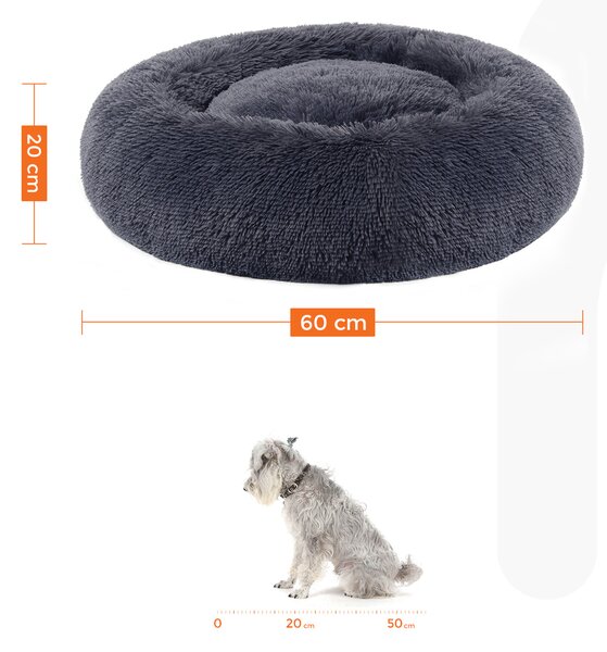 SONGMICS Plyšový pelíšek Boček M 60 cm tmavě šedý
