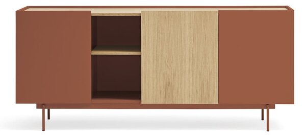 Nízká komoda v dekoru dubu v cihlovo-přírodní barvě 180x78 cm Otto – Teulat