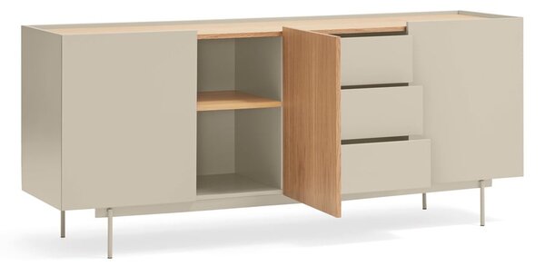 Nízká komoda v dekoru dubu v béžovo-přírodní barvě 180x78 cm Otto – Teulat