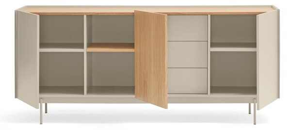 Nízká komoda v dekoru dubu v béžovo-přírodní barvě 180x78 cm Otto – Teulat