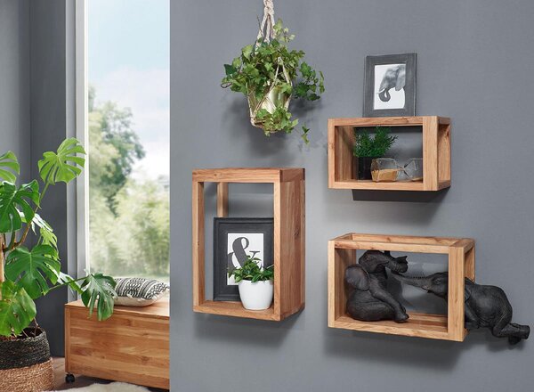 Sestava 3ks polic Verase, masiv, 45x30x20 cm, 40x25x20 cm, 35x20x20 cm