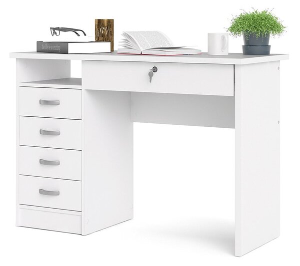 Bílý psací stůl Function Plus 80163 s uzamykatelnou zásuvkou - Tvilum