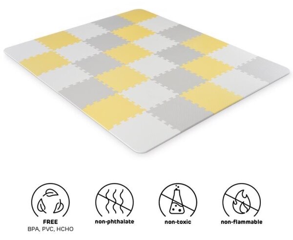 KINDERKRAFT - Pěnové puzzle LUNO 30ks šedá/žlutá