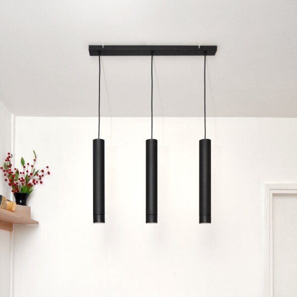 LED Lustr na lanku TUBA 3xGU10/4,8W/230V černá