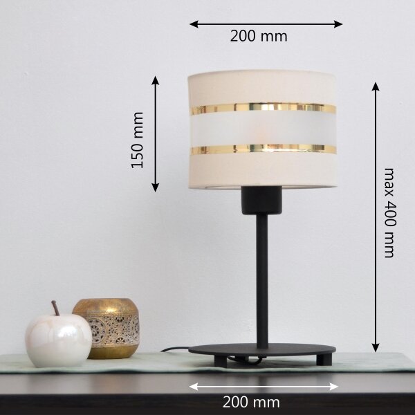 LED Stolní lampa HELEN 1xE27/15W/230V krémová/černá/zlatá