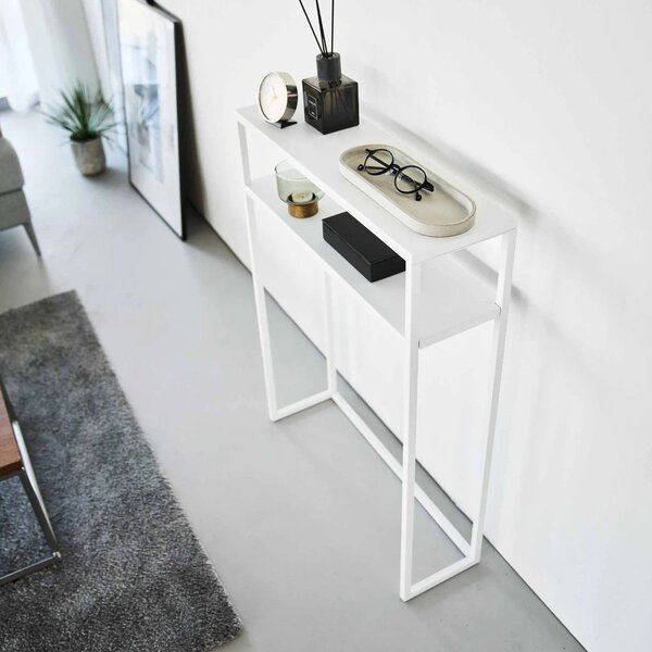 Bílý kovový konzolový stolek 18x60 cm Tower – YAMAZAKI