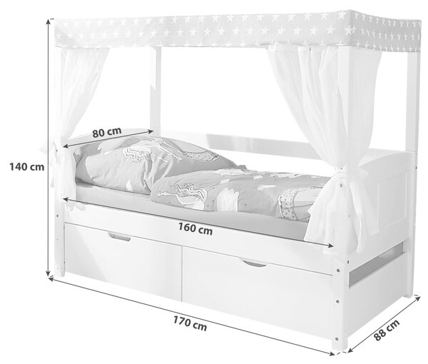POSTEL S NEBESY, 80/160 cm, růžová, bílá MID.YOU, Online Only