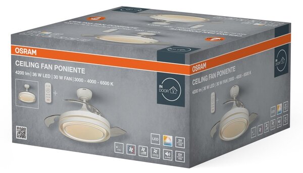 Stropní ventilátor Poniente 1060 mm 66 W, laditelná bílá