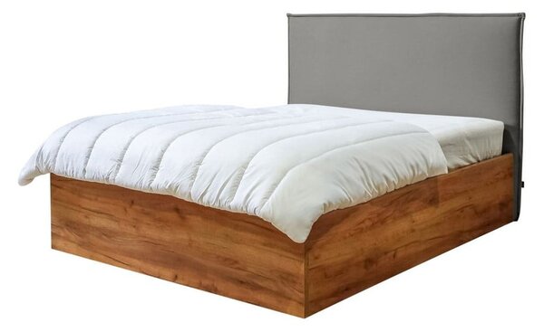 Šedo-přírodní dvoulůžková postel s úložným prostorem s roštem 160x200 cm Cara – Bobochic Paris