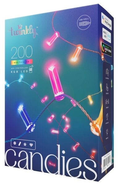 Twinkly TWKC200RGB-G - LED RGB Stmívatelný řetěz 200xLED 14 m USB Wi-Fi