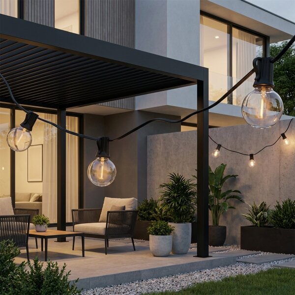 Brilagi - LED Venkovní dekorační řetěz GIRLANDA 25xE12 20m černá IP44 teplá bílá