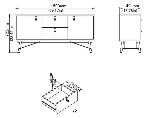 Komoda RY 86006 černá mat/ořech - Tvilum