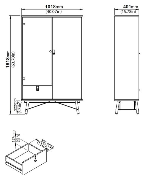 Vitrína RY 86008 černá mat/ořech - Tvilum