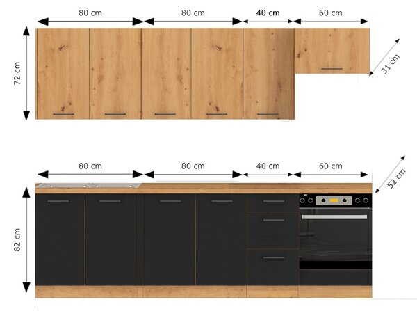 Sestava kuchyňské linky LOUSIE 260 CM Dub lancelot - 28 mm