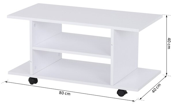 HOMCOM TV Stolek s Otáčivými Kolíčky, Dřevěný TV Stolek se Police, TV Stolek pro Televize do 107 cm, Moderní Styl pro Obývací Pokoj, Ložnici a Kancelá