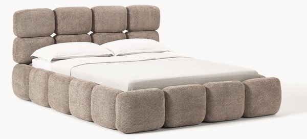 Čalouněná postel z plyšového bouclé Tayla