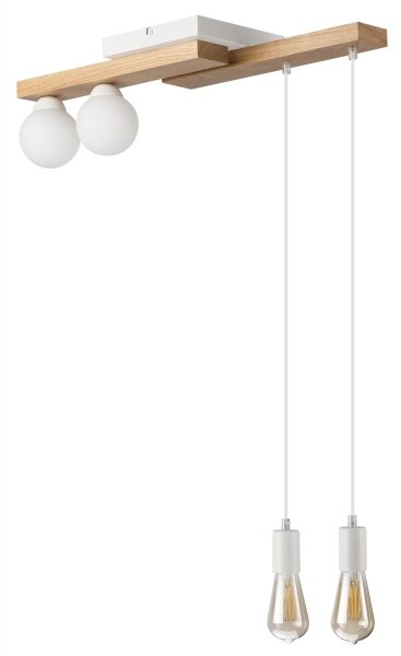 Lustr na lanku CORTINA 2xE27/15W/230V + 2xG9/5W/230V bílá/dub