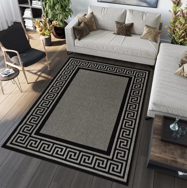 Makro Abra Kusový koberec venkovní Sisal CORDA 1016 1 515 černý krémový Rozměr: 60x200 cm