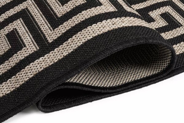 Makro Abra Kusový koberec venkovní Sisal CORDA 1016 1 515 černý krémový Rozměr: 60x200 cm
