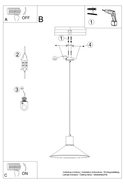 Sollux SL.1320 - Lustr na lanku JAGA 1xE27/15W/230V pr. 30 cm černá