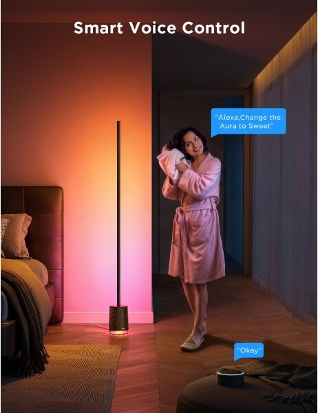 Govee - LED Stojací lampa s reproduktorem Pro RGBICWW Wi-Fi + DO