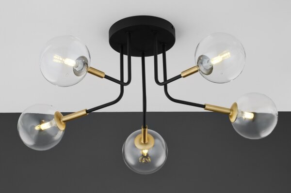 Jupiter 2040 - Lustr na tyči BURANO 5xG9/10W/230V černá/zlatá/čirá