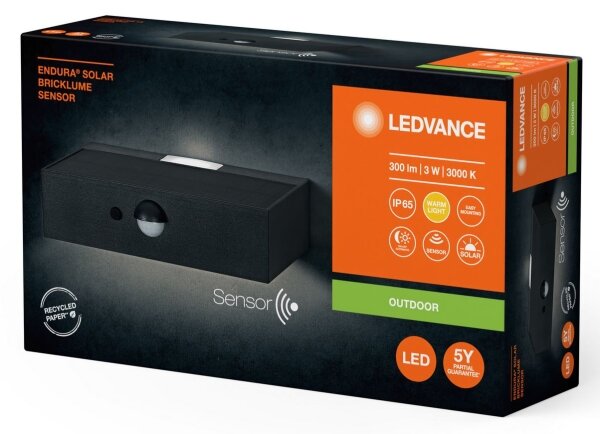 Ledvance-LED Solární nástěnné svítidlo se senzorem ENDURA SOLAR LED/3W/4,2V IP65