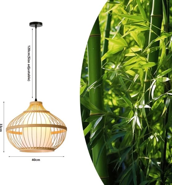 Immax 08256L - Lustr na lanku PINCHOS 1xE27/40W/230V pr. 40 cm bambus