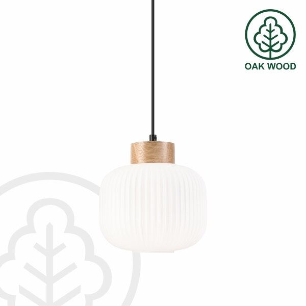 Lustr na lanku HARMONY 1xE27/15W/230V pr. 20 cm bílá/dub