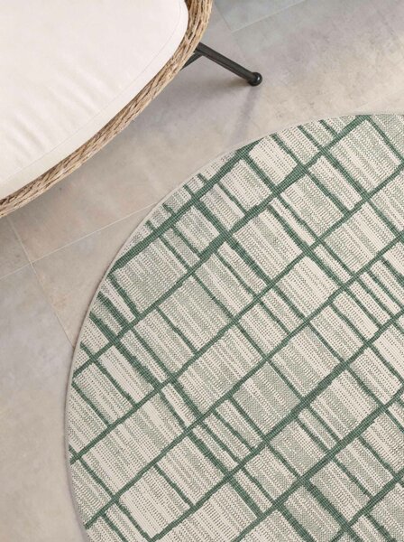 Ted Baker, Kusový koberec Ted Baker Haringey 106389 Green White kruh, 160x160, zelená, chodba / předsíň