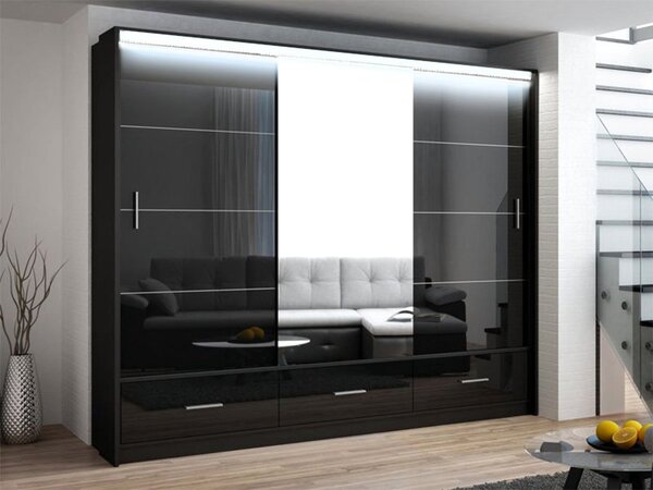 Casarredo - Komfort nábytek Šatní skříň MAURINO 250 s osvětlením, černá