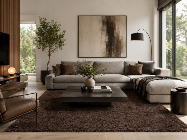Ayyildiz, Kusový koberec Life Shaggy 1500 brown, 140x200, hnědá, ložnice