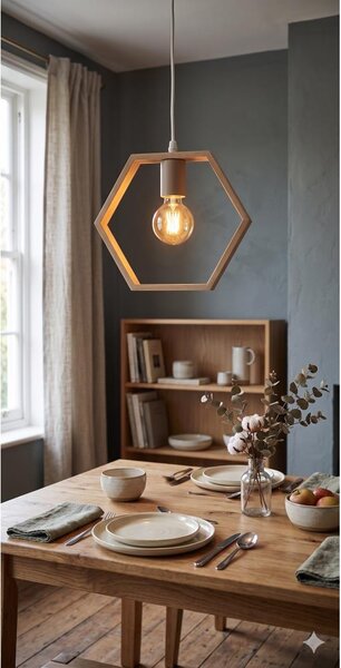 Aigostar - LED Dřevěný lustr na lanku 1xE27/9W/230V 2200K borovice